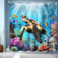 JINGYOU Blue Turtle Shower Curtain – 200x200cm Waterproof Weighted Hem