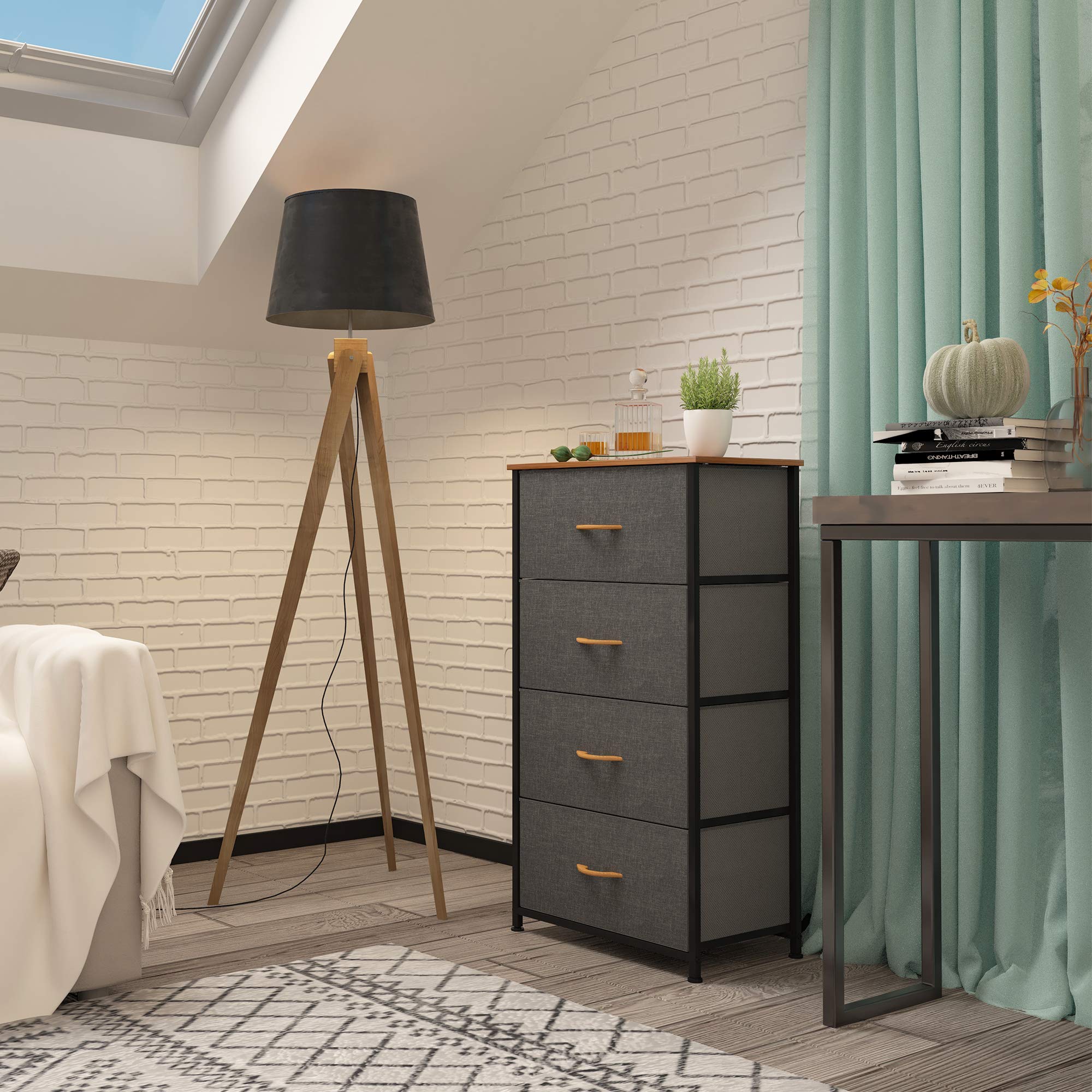 YITAHOME 4-Drawer Fabric Dresser – Modern Storage Chest with Wood Top