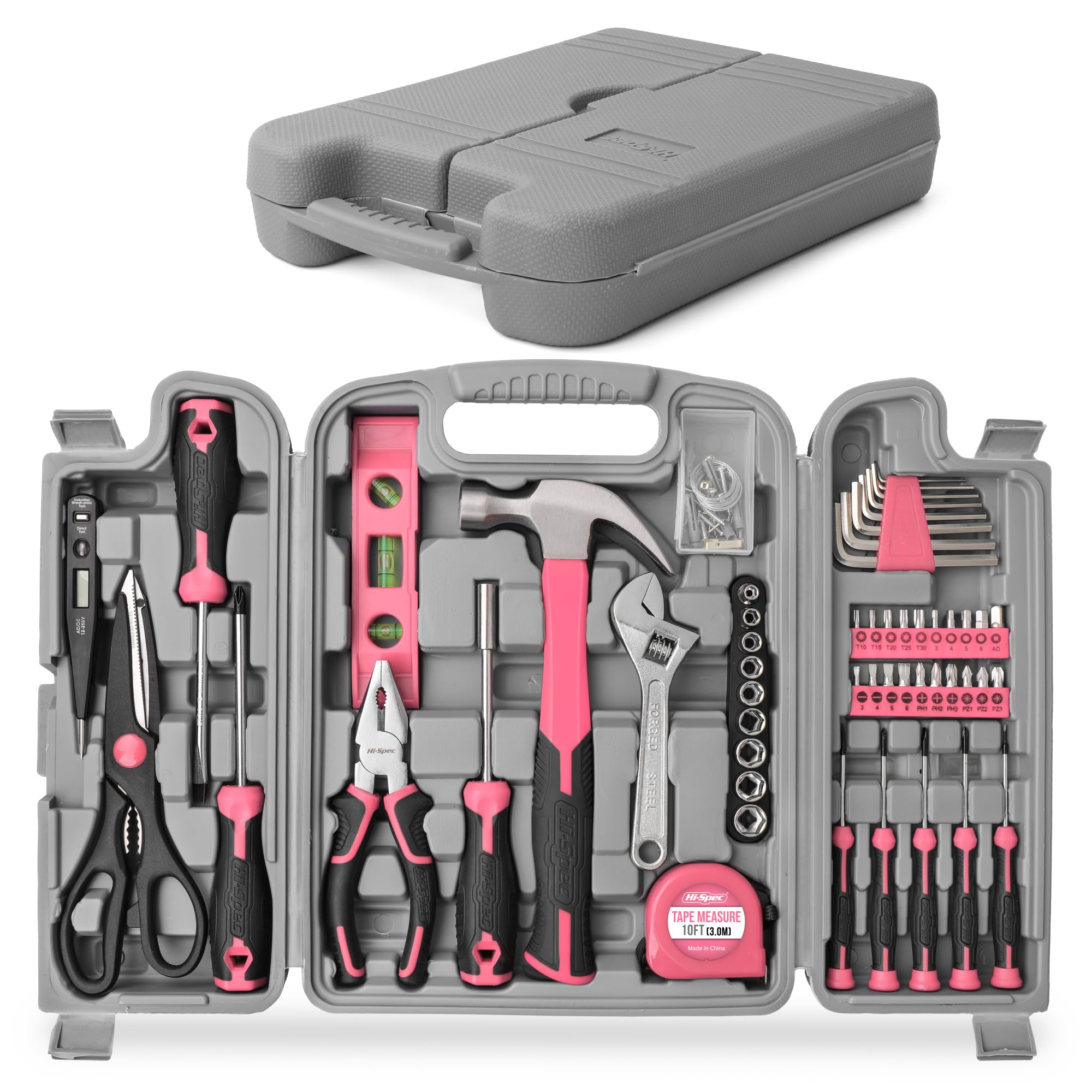 Hi-Spec 56pc Pink Home & Office DIY Tool Kit – Essential Hand Tool Set