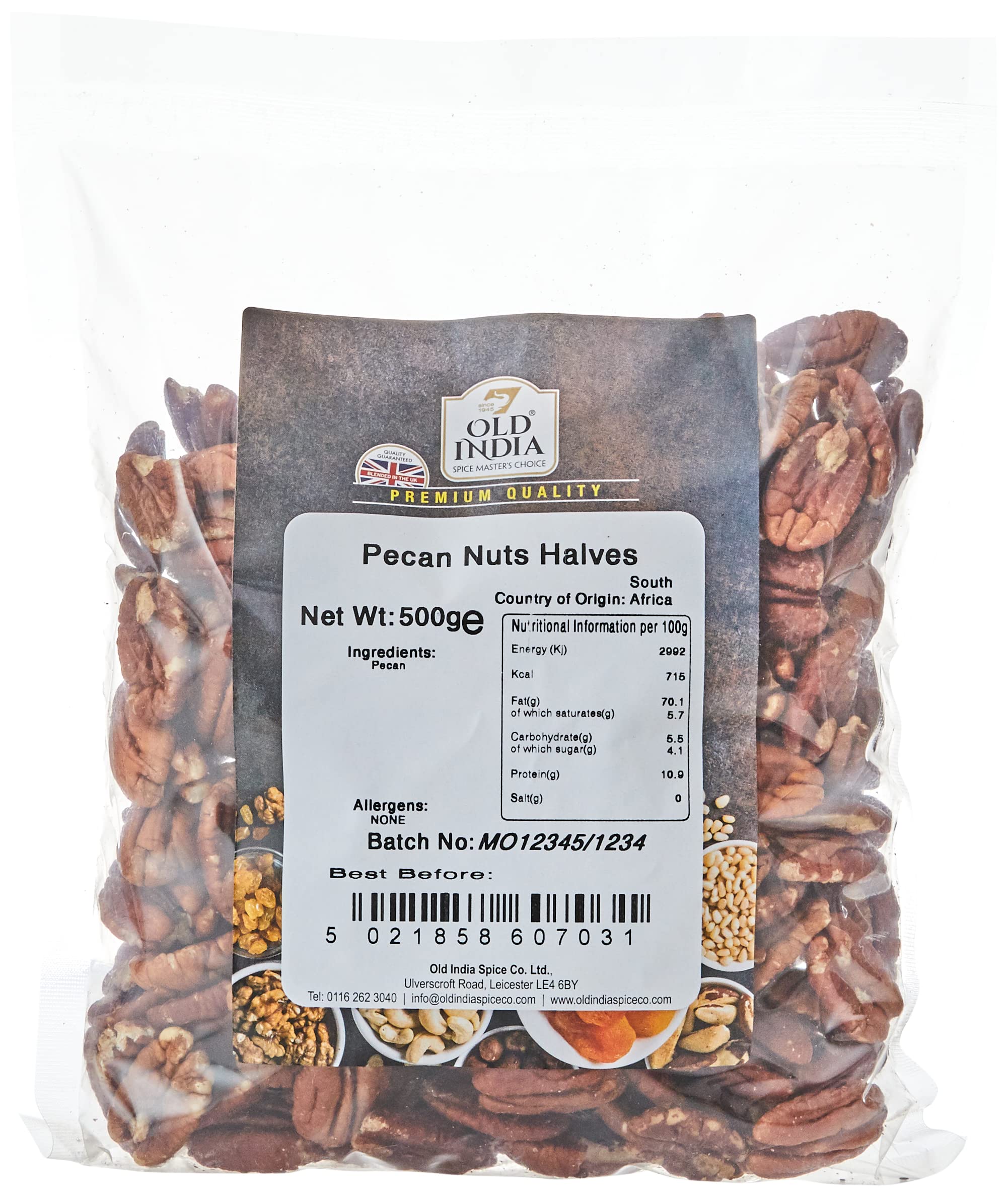 Old India Pecan Nut Halves 500g – Raw Gourmet Nuts for Baking