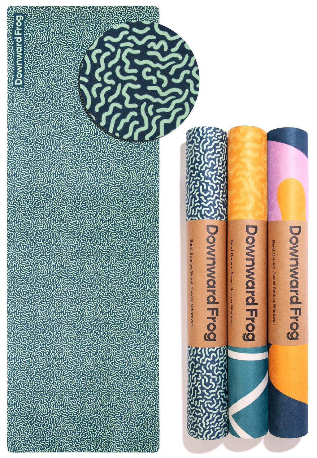 Downward Frog Printed Yoga Mat | Eco Natural Rubber & Vegan Suede, 4mm