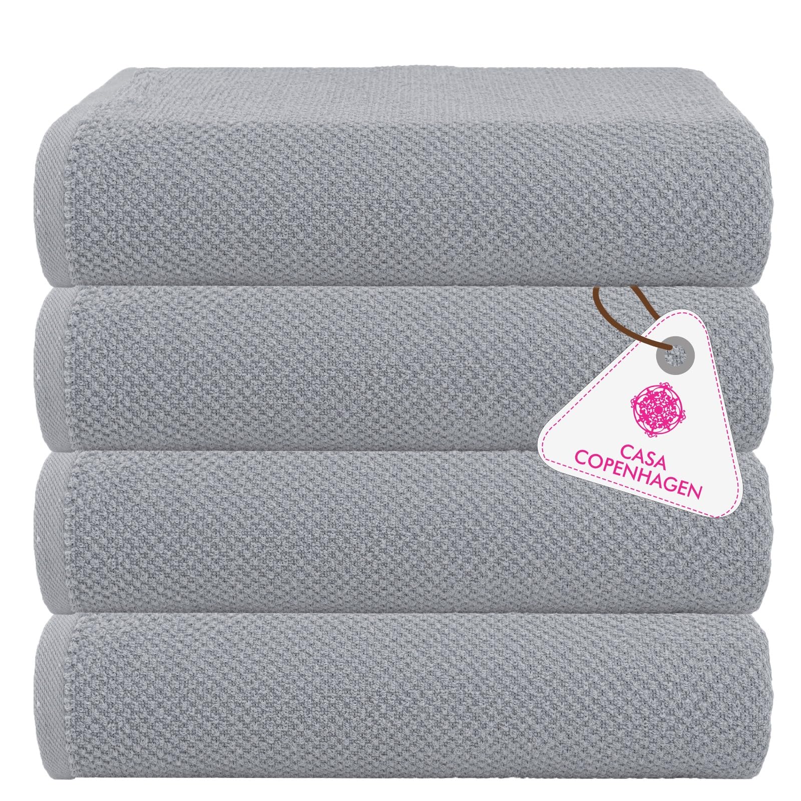 CASA COPENHAGEN 4-Piece Cotton Bath Towel Set | 550 GSM Grey Violet