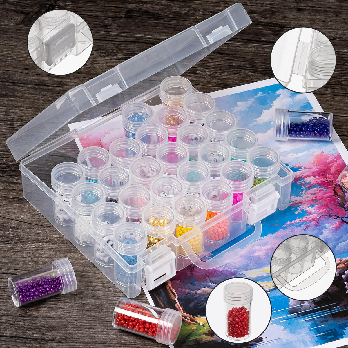 JIZIYRUO 30 Grids Diamond Painting Storage Boxes, Clear Plastic Bead Storage Organizer Box - image 3