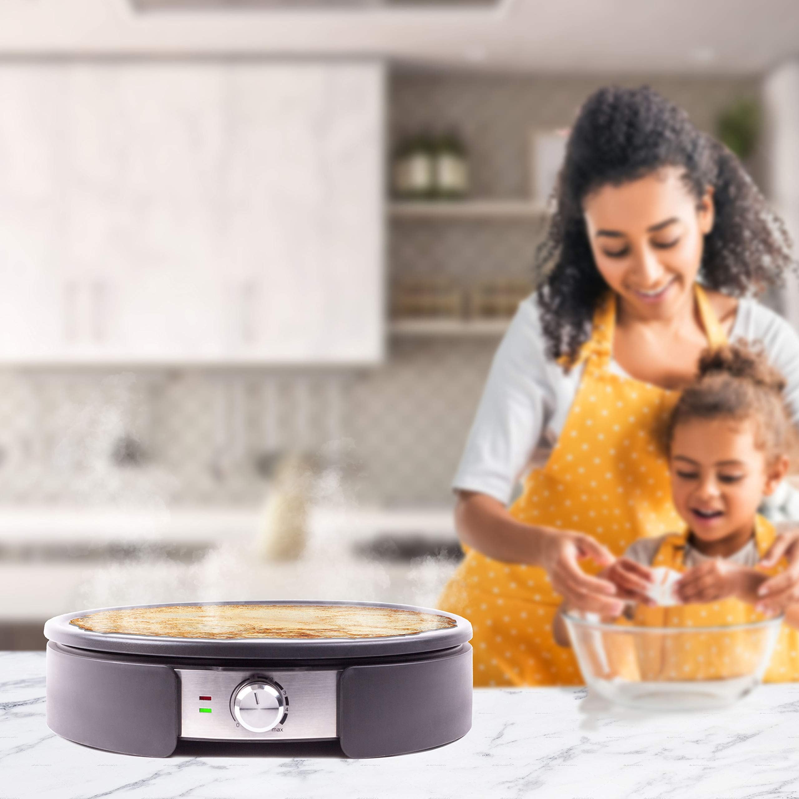 Duronic PM152 Electric Crepe Maker – 37cm Non-Stick Pancake Machine