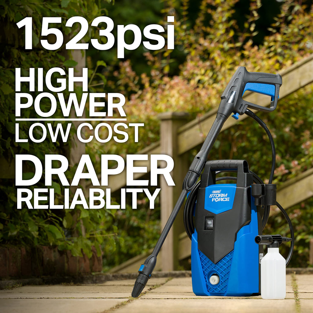 Draper Storm Force Pressure Washer | 1400W 105Bar Jet Power Washer