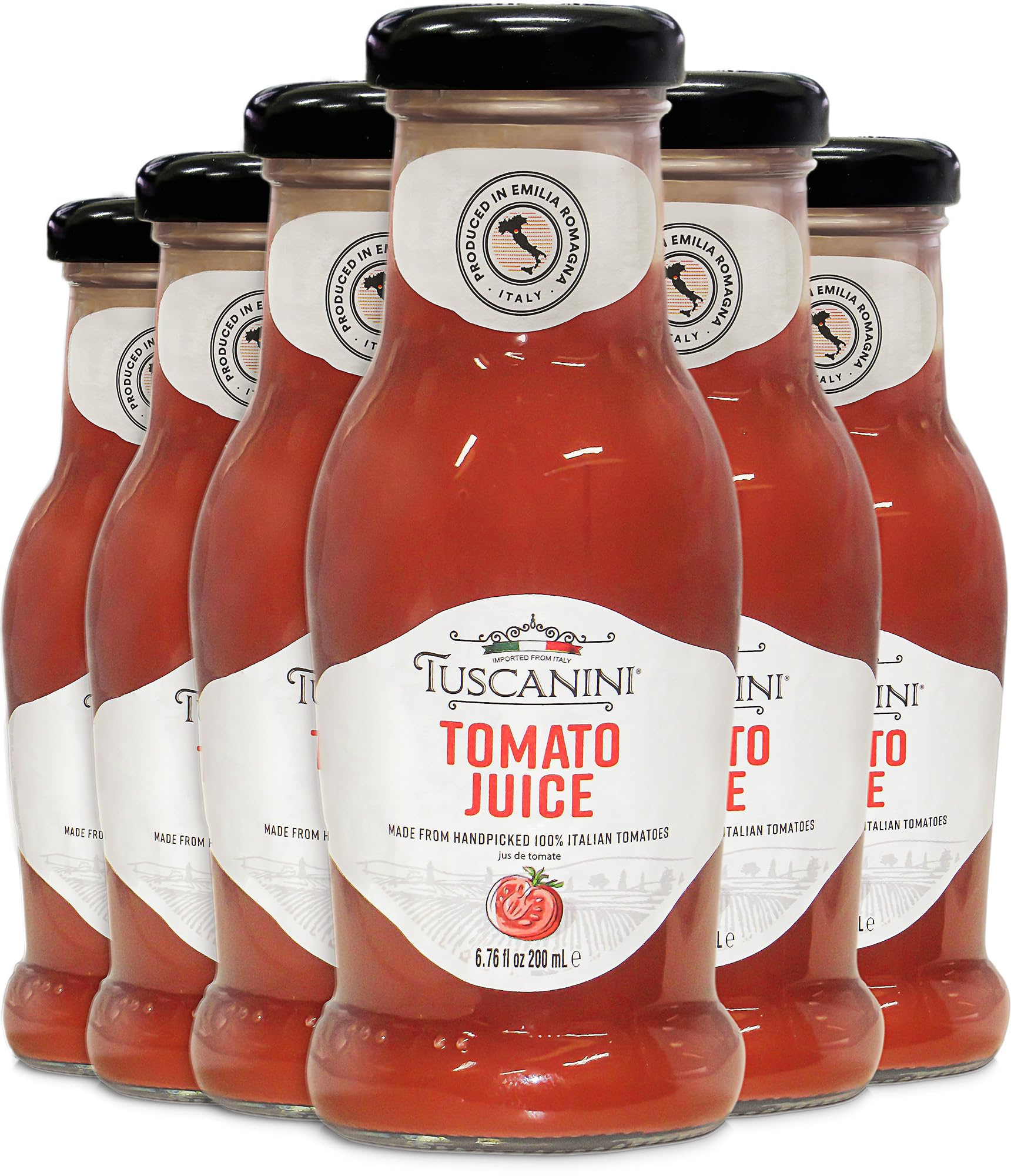 Tuscanini Italian Tomato Juice – Low Sodium, Non-GMO (200ml, 6 Pack)