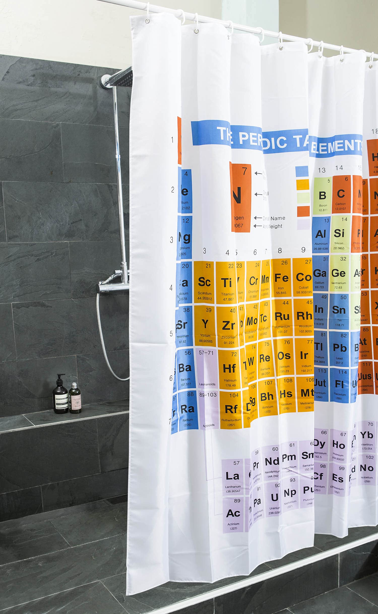 Jolof Store Periodic Table Shower Curtain – Waterproof PEVA 180x200cm