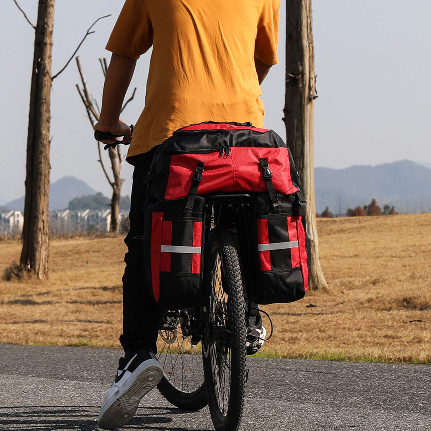 PELLOR 70L Waterproof 3-in-1 MTB Bike Rear Pannier Bag with Rain Cover