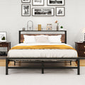HOMERECOMMEND King Metal Bed Frame with Wood Storage Headboard | Black