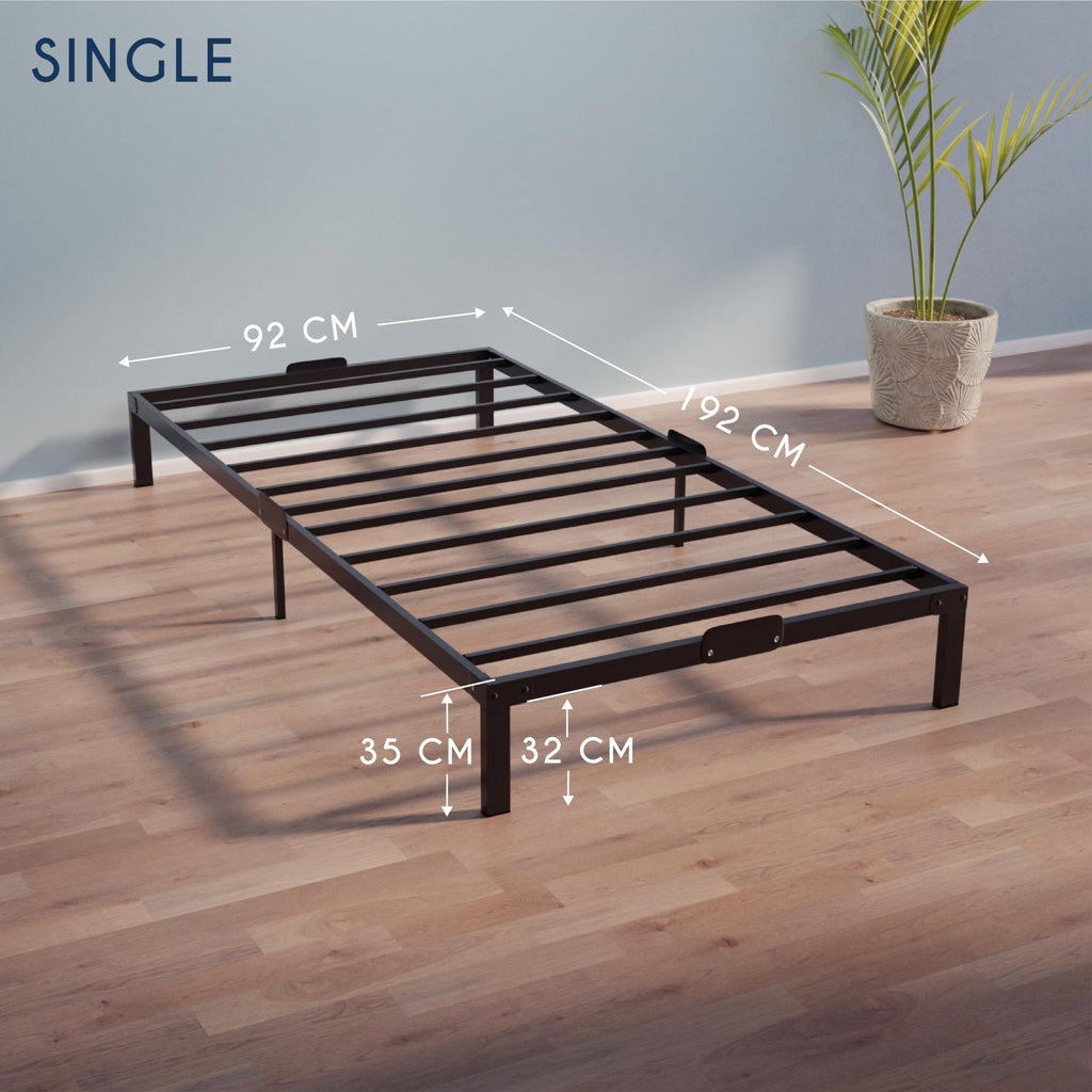 Dreamzie Metal Single Bed Frame 90x190cm | Sturdy Platform with Storage