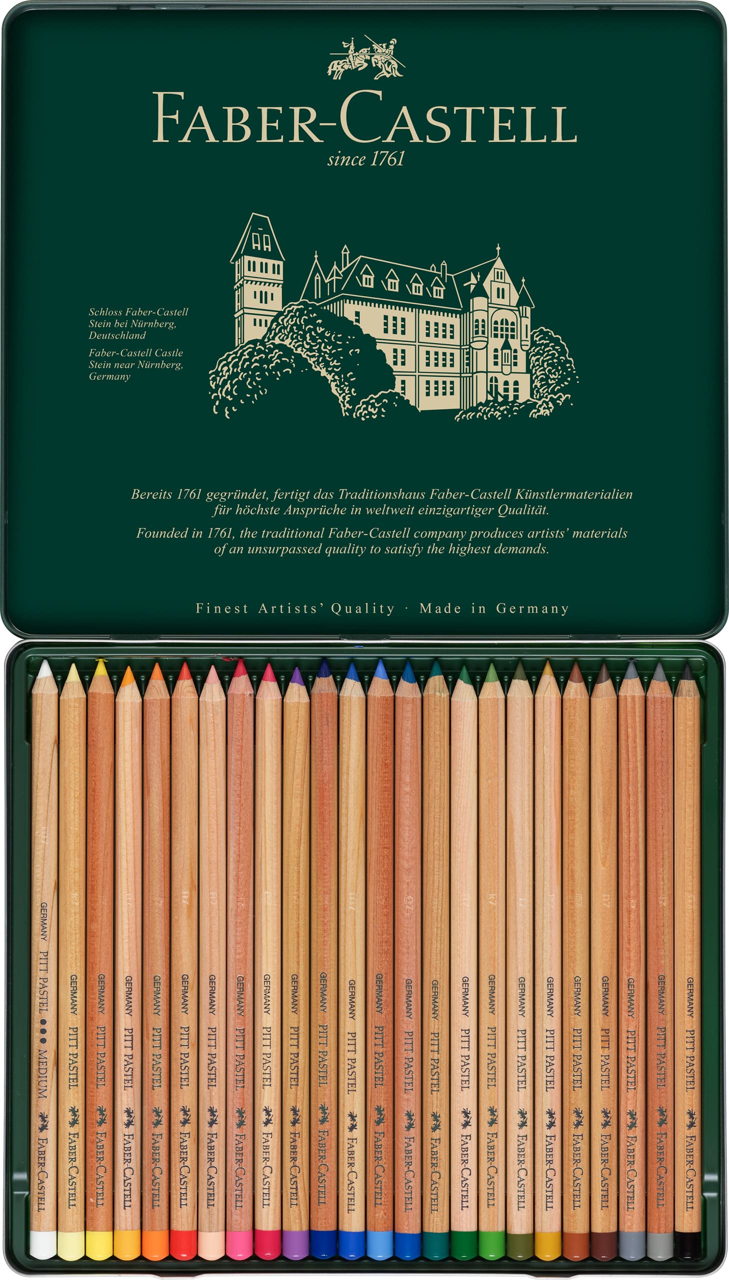 Faber-Castell Pitt Pastel Pencils – Tin of 24 Professional Art Pencils