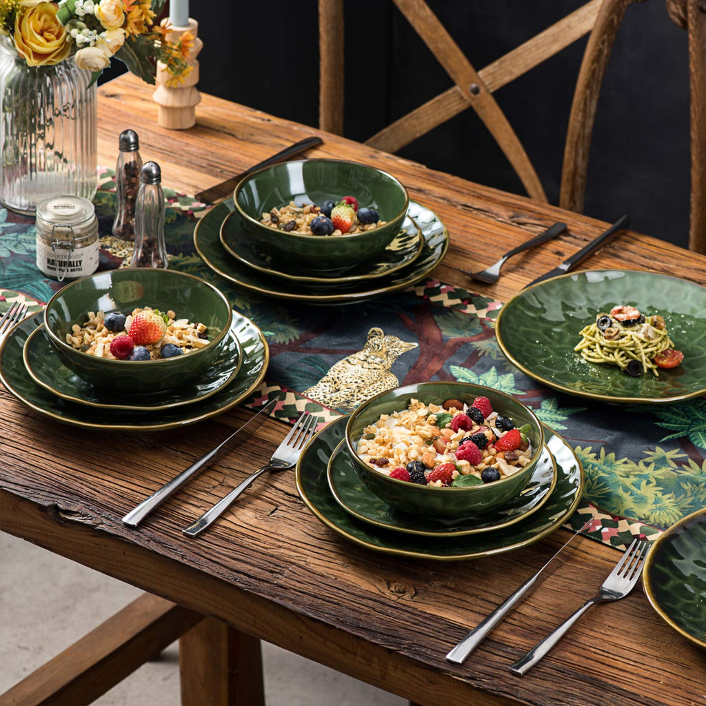 Jolof Store 8-Inch Ceramic Dessert Plates | Set of 6 Fluted Porcelain