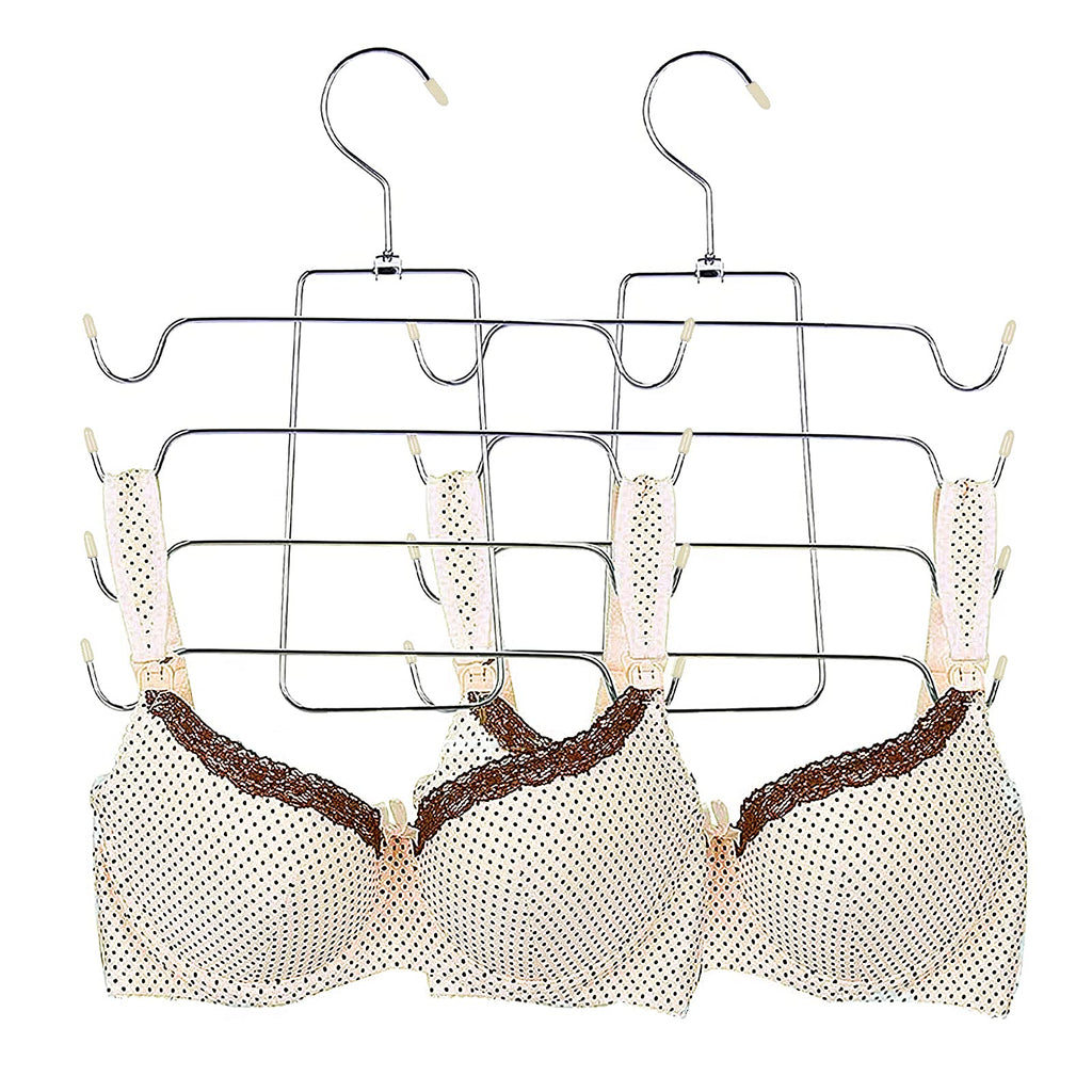 2 Pieces Metal Hangers, Multilayer Hanger, Space Saving Hanger, Foldable, for Tank Tops, Cami, Bra, Swimsuit Apricot - image 1