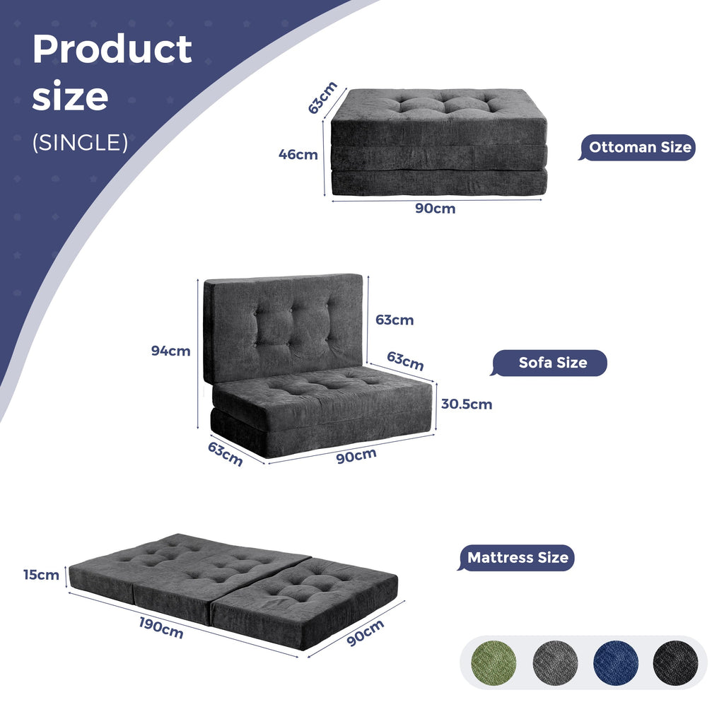 MAXYOYO Folding Mattress Chenille Fabric 15cm, Sofa Bed for Guest - image 2