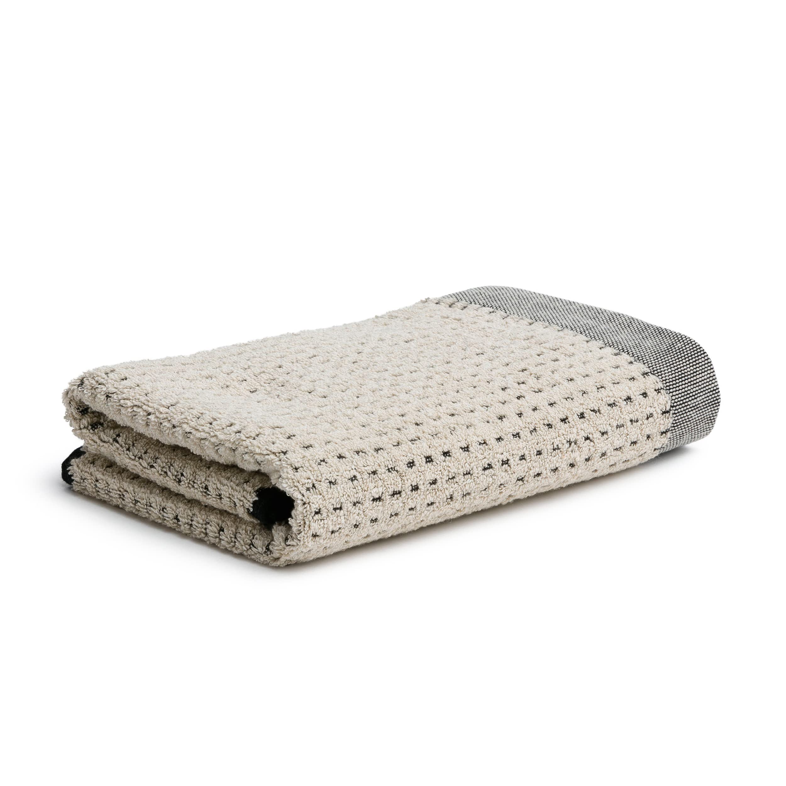 möve Eden Piquée Towel – 50x100cm Cotton Linen – Nature/Black