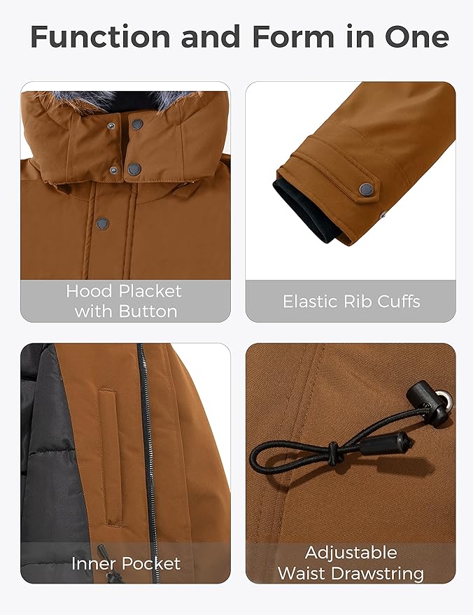 Massive Discounts Men's Long Winter Puffer Parka – Waterproof Brown
