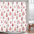 AIBIIN Christmas Shower Curtain – Red Xmas Tree & Stars Polyester Bath Decor