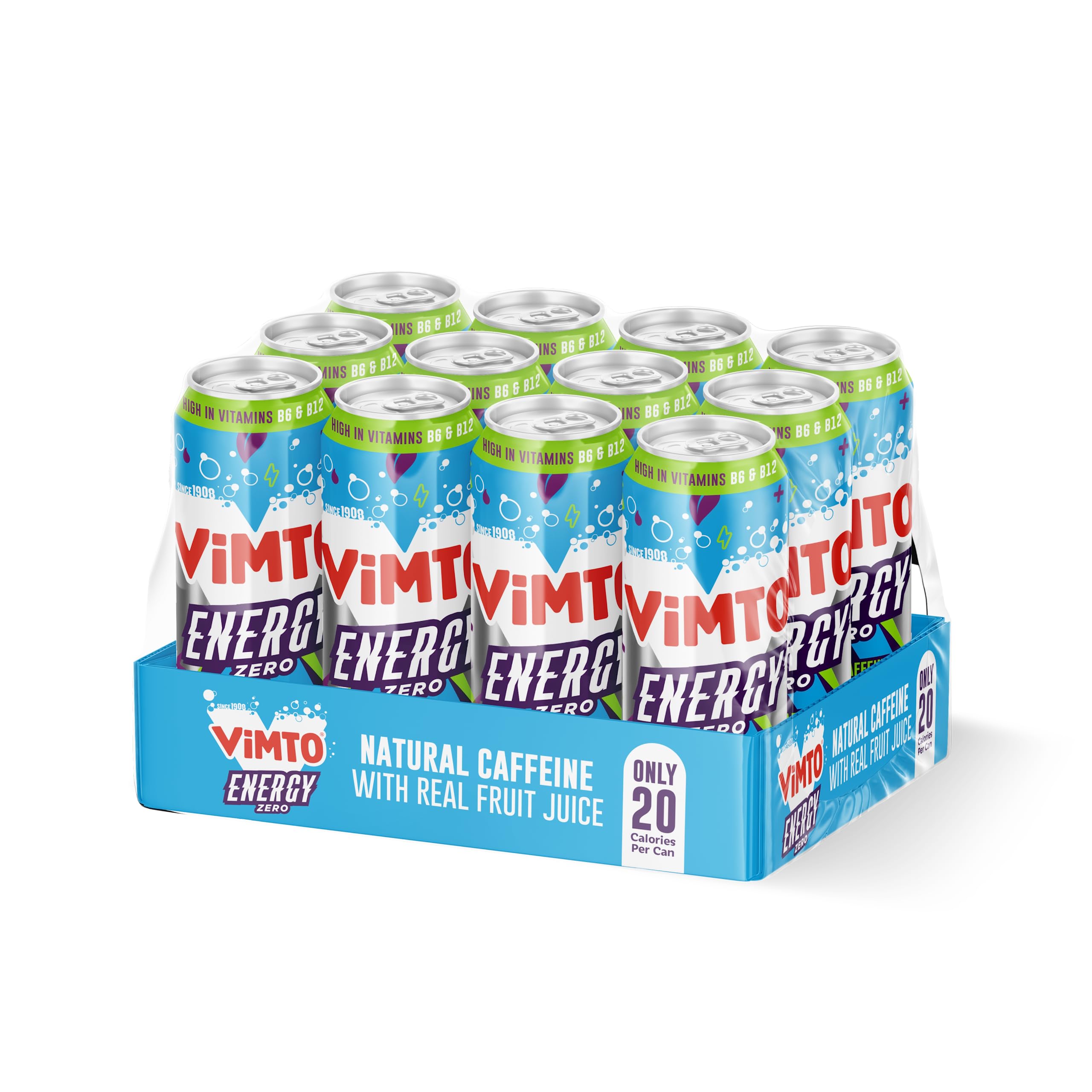 Vimto Original Energy Drink - 500ml Cans (12 Pack) Sugar Free