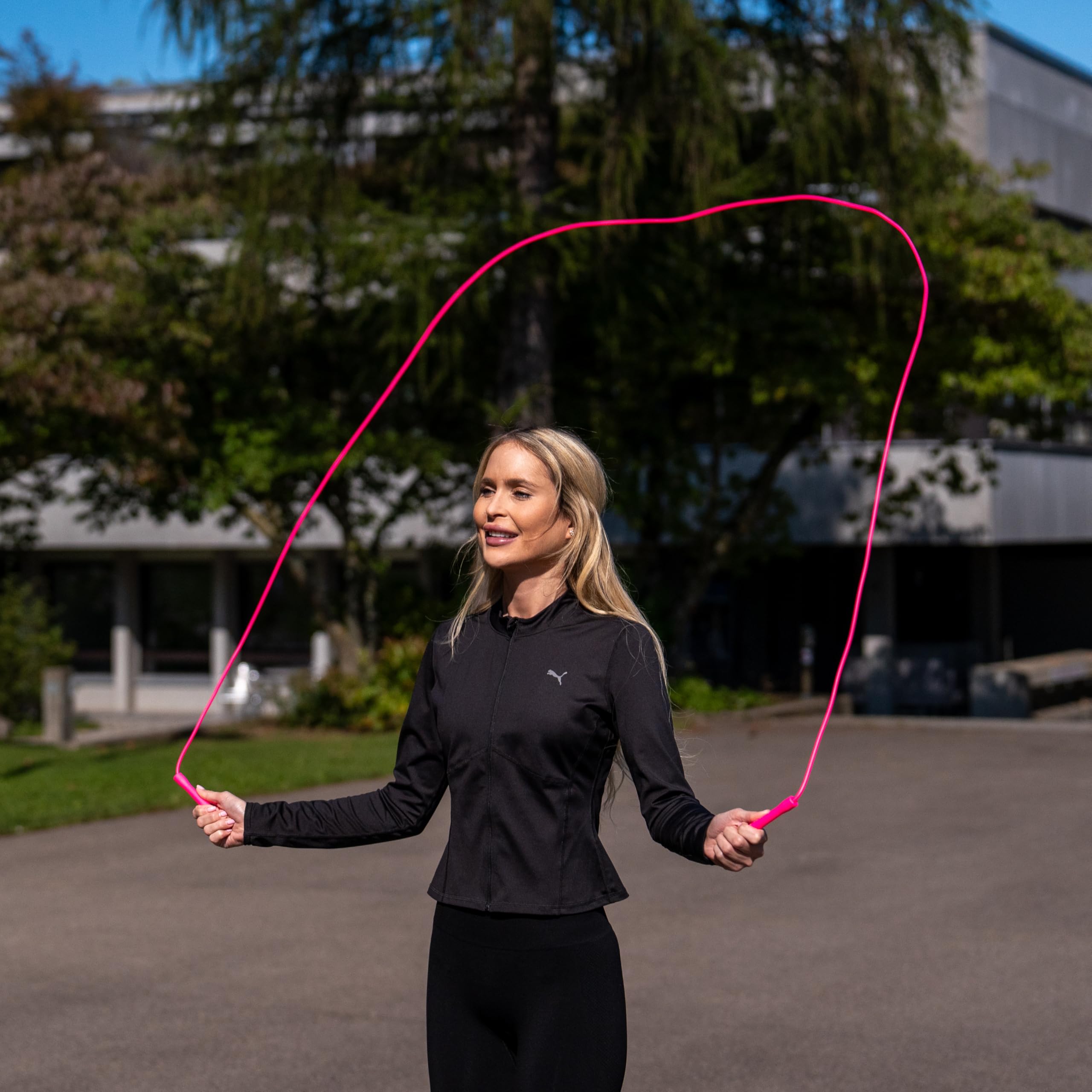 SwissSkip Speed Jump Rope – 5mm PVC Adjustable Fitness Rope, Pink