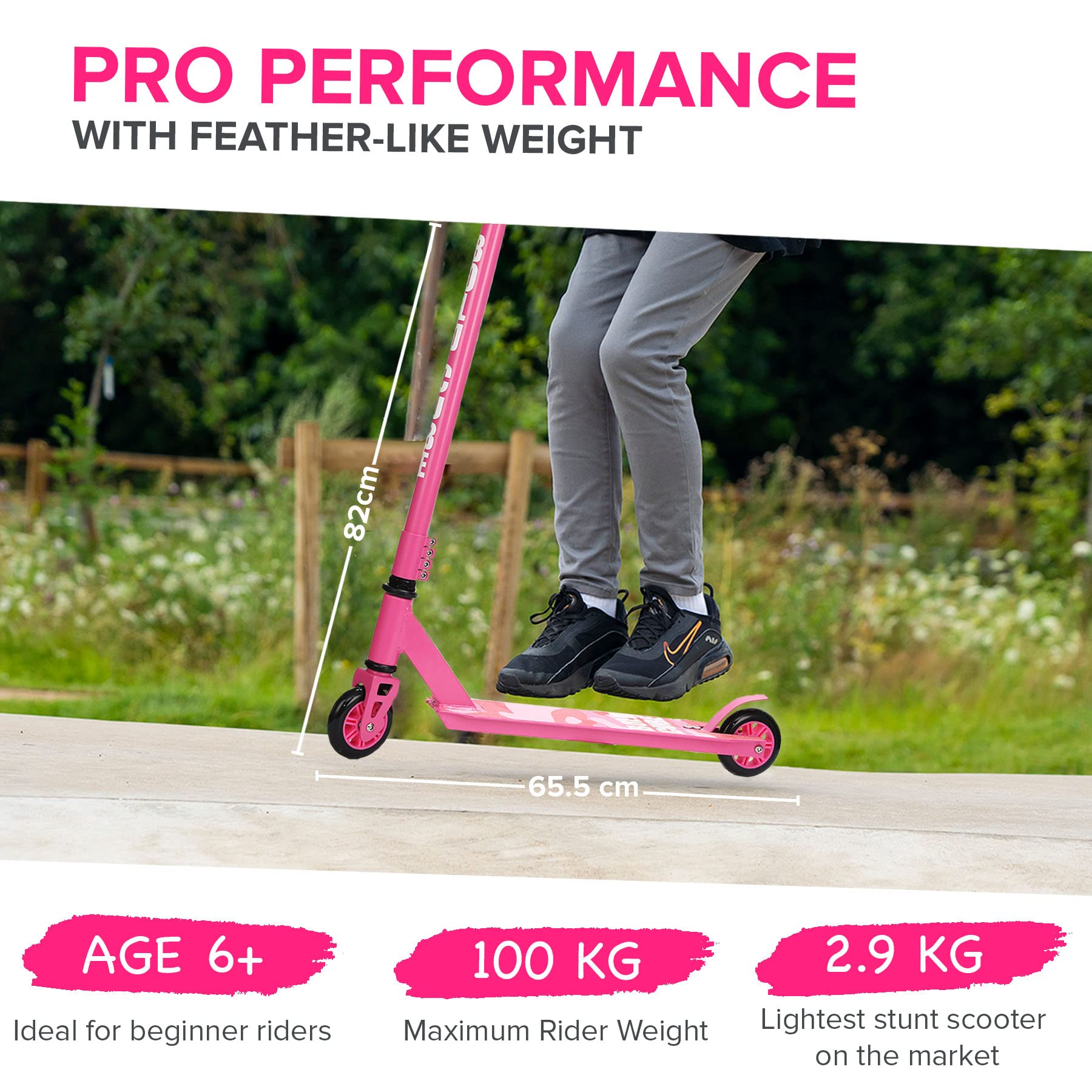 BOLDCUBE Stunt Scooter for Kids 8-12 | Lightweight Freestyle Pro – Pink