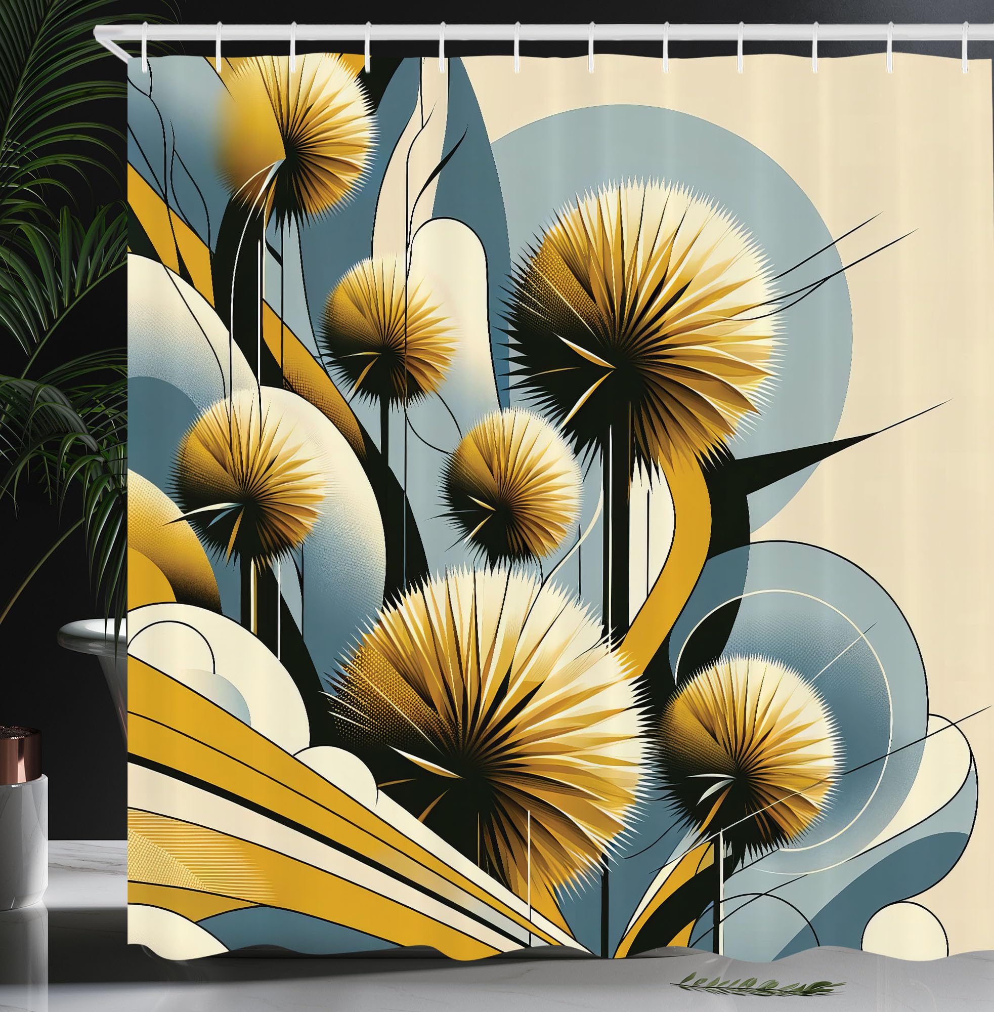 Abakuhaus Floral Eucalyptus Shower Curtain | Waterproof Fabric, 175x200cm