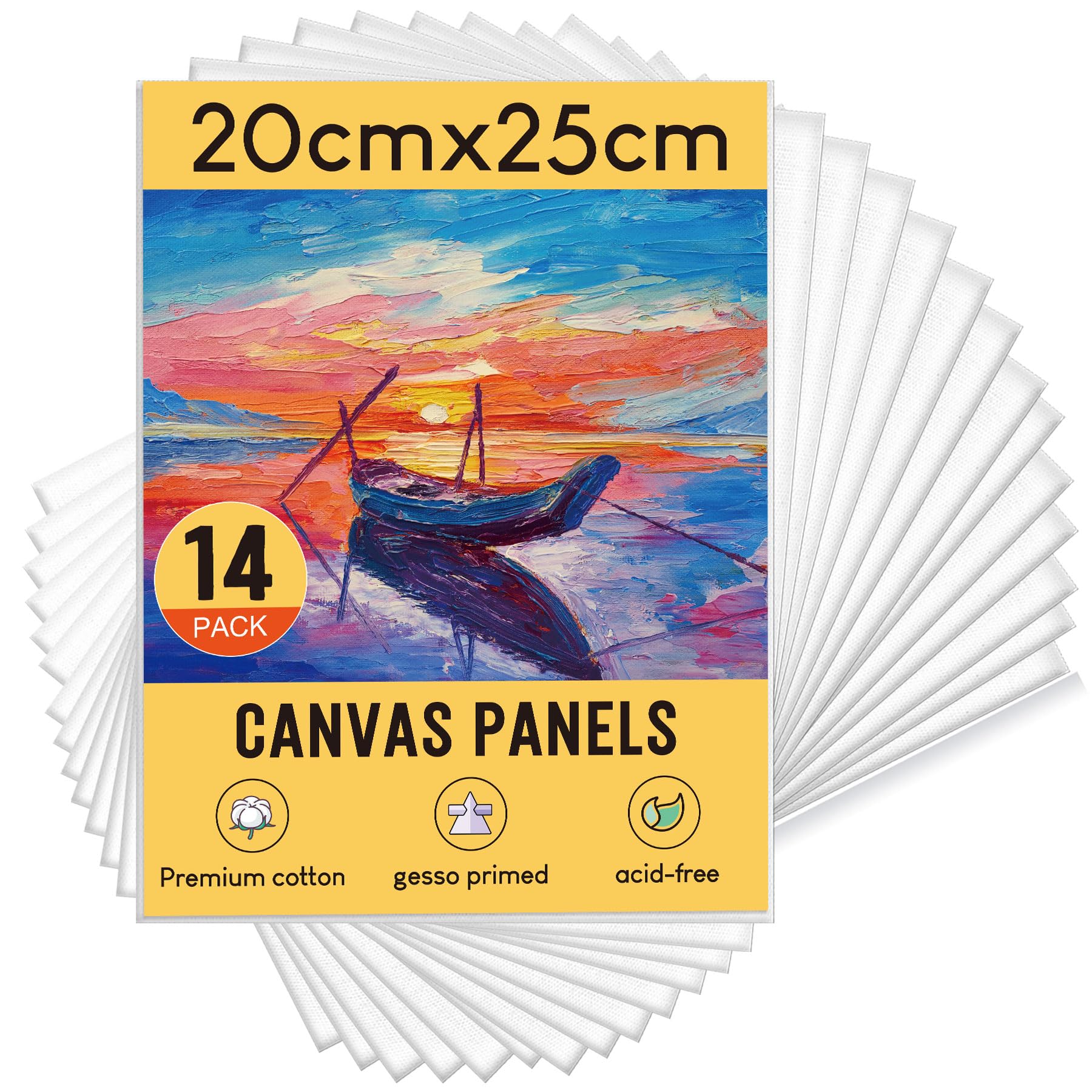 Stationery Island 100% Cotton Canvas Panels for Acrylic & Oil - 14 Pack