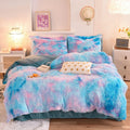 ZIQINPSQ Tie Dye Plush Shaggy Duvet Cover Set | Soft Faux Fur Bedding