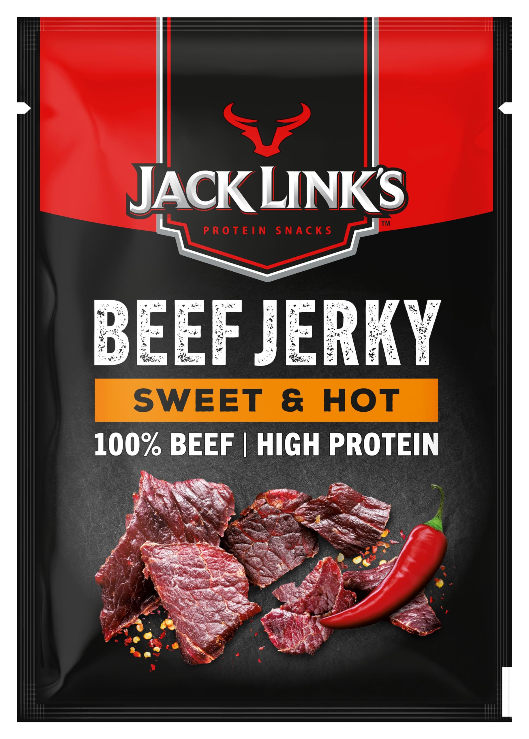 Jack Link's Beef Jerky – Sweet & Hot Meat Snack – 12 x 25g Multipack