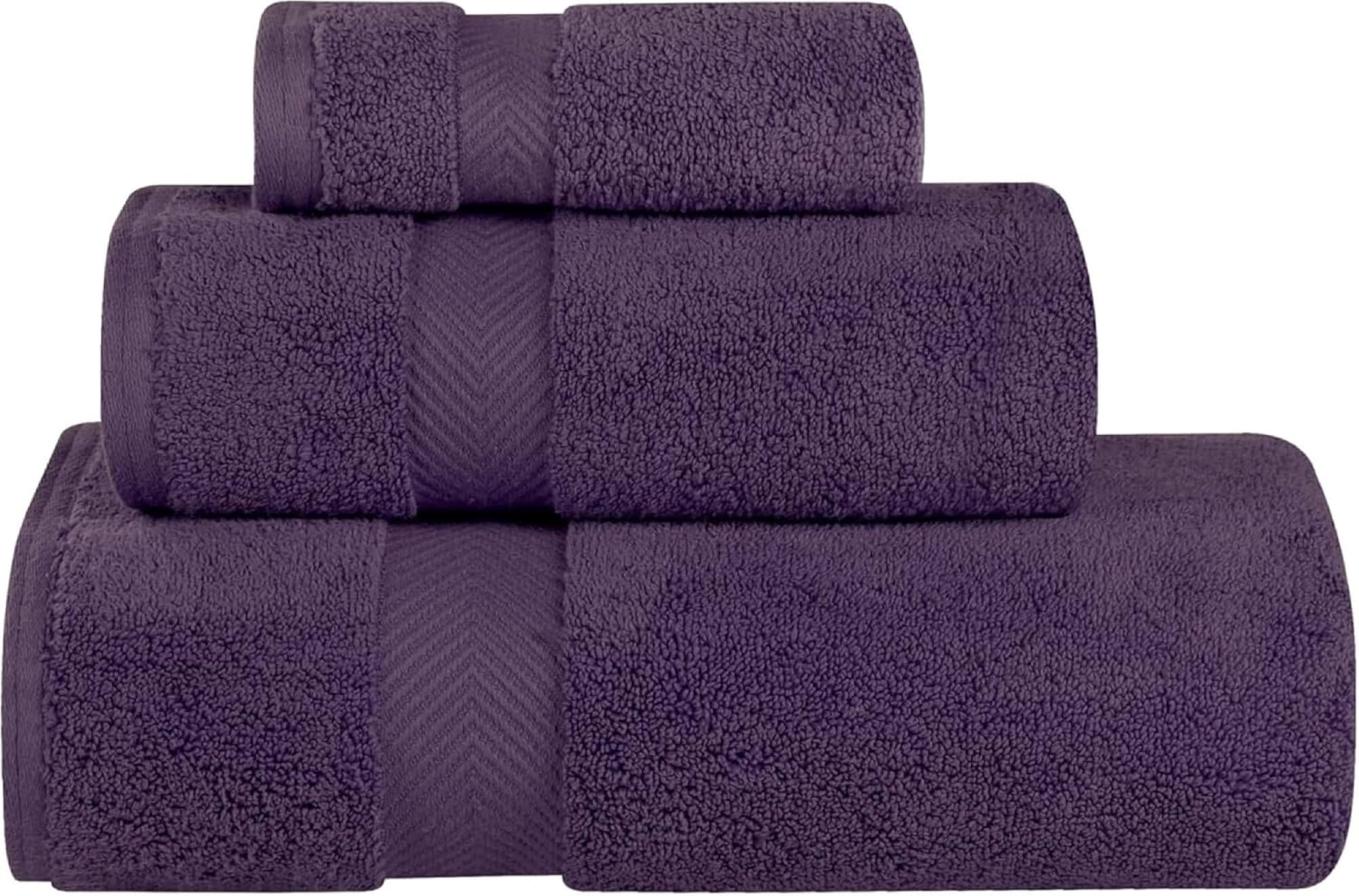 100% Zero Twist Cotton 3-Piece Towel Set | Grape Seed