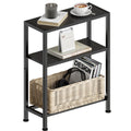 Vantimo Narrow Side Table, 3-Tier Small Shelving Unit, Slim Bedside Table for Small Space, Living Room, Bedroom, Sofa, Couch Black