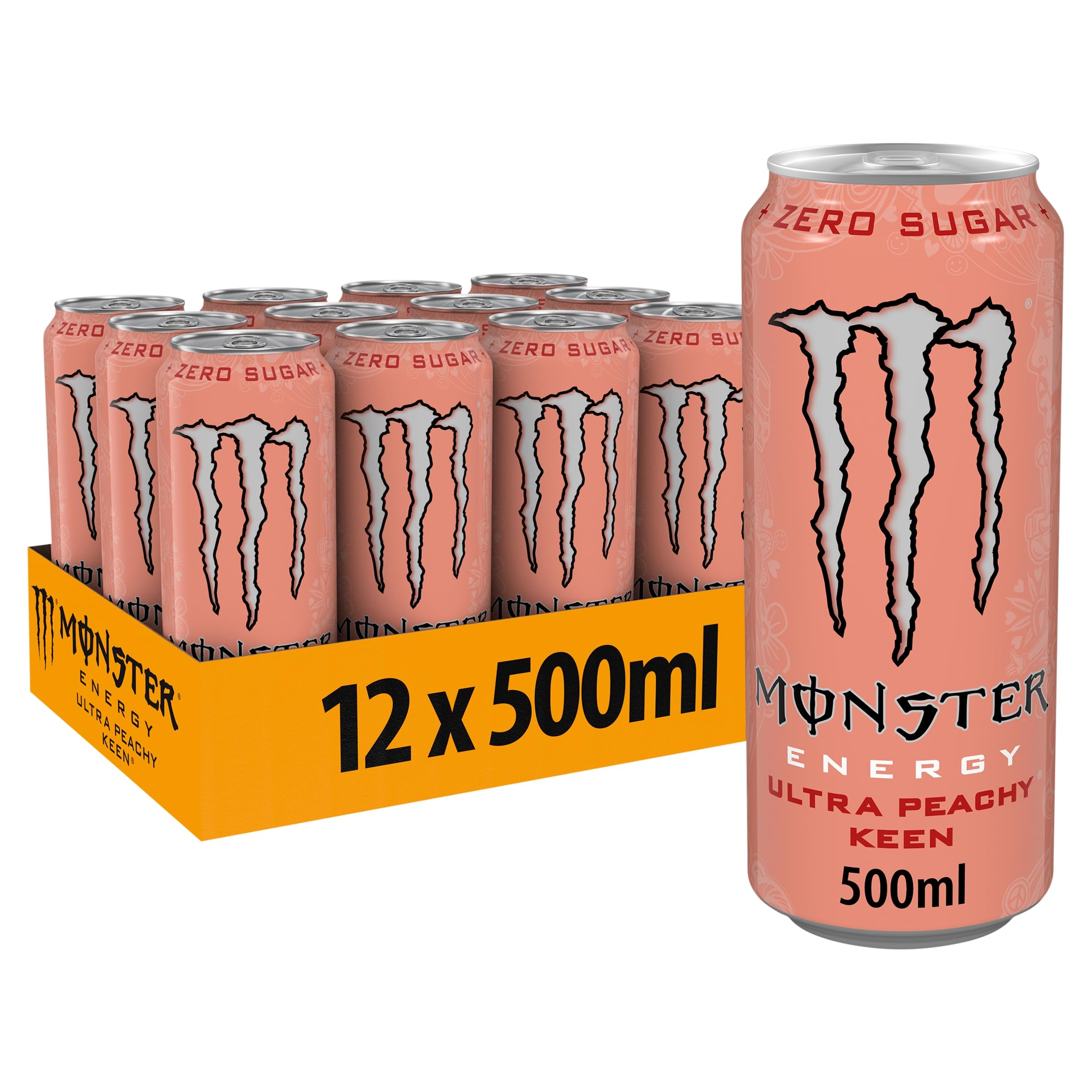 Monster Energy Peachy Keen Sugar Free Energy Drink - 500ml (Pack of 12)