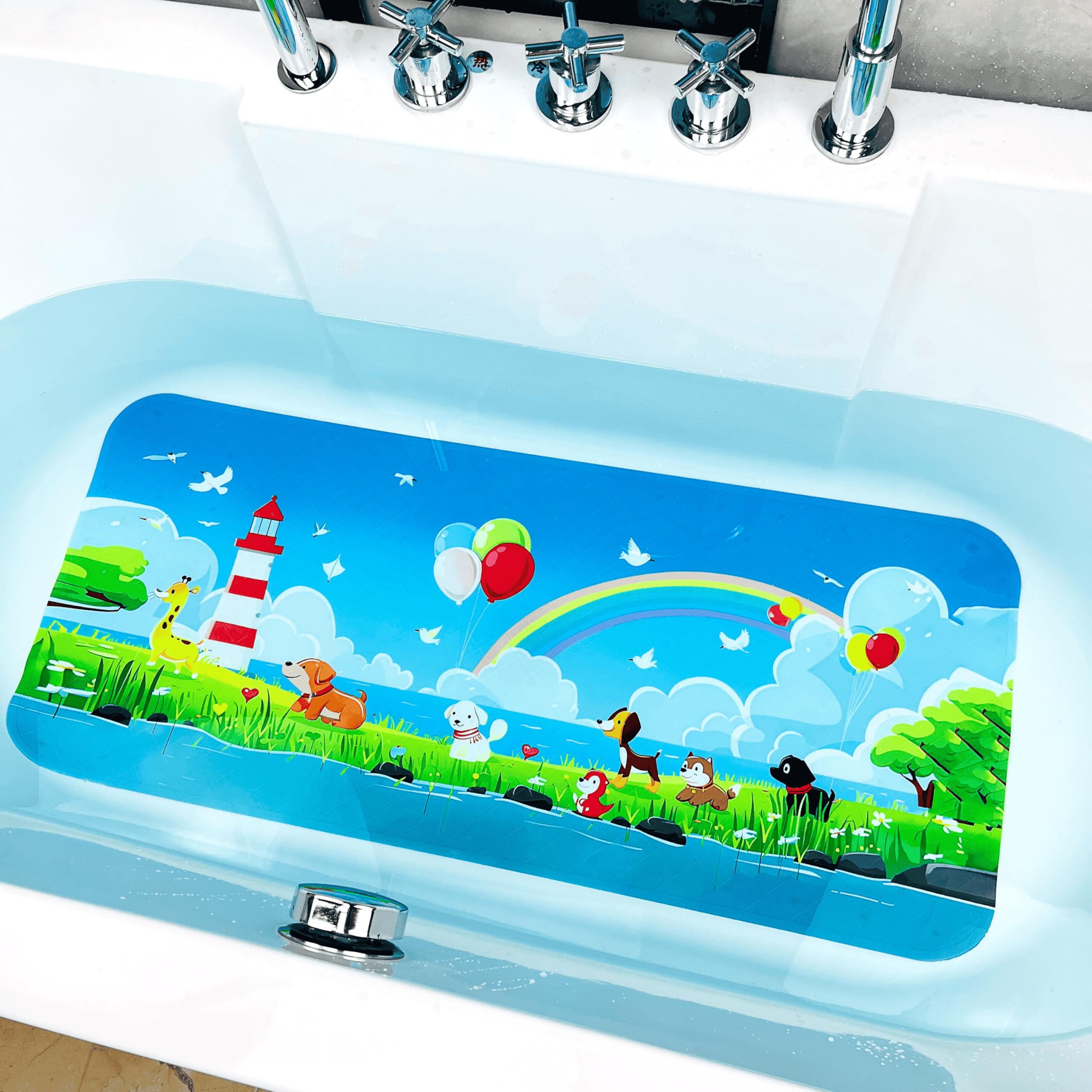 Jolof Store Kids Bathtub Mat – Non-Slip Rainbow Cartoon Bath Mat