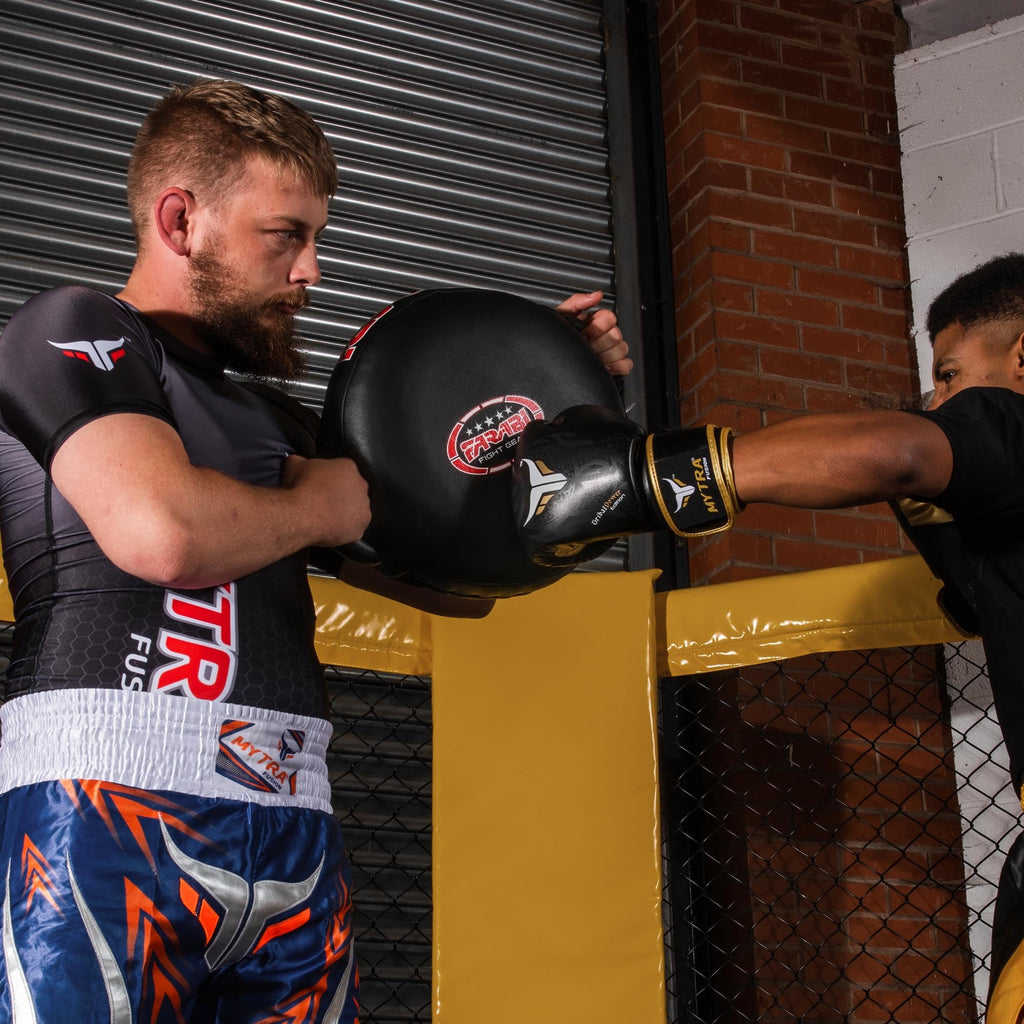 Farabi Sports Round Boxing Pad | Genuine Leather MMA Kick Mitts