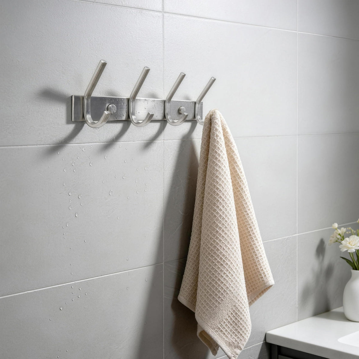 HONSKY Wall Coat Rack, 17.5cm Towel Rack, Painted Metal Wall Coat Hanger with 4 Double Hooks 8 Single Hooks,for Hanging Coat, Hat, Bag, Towel - image 4
