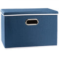 Prandom Storage Boxes with Lids Large,Collapsible Linen Fabric Storage Box,Decorative Bins,Really Useful Box,Clothing