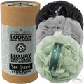 Temple Spring Recycled Loofah Shower Sponge – Exfoliating Body Puff, 3 Pack