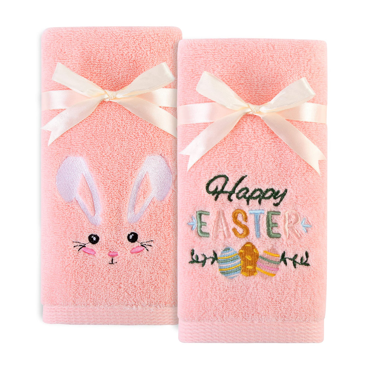 Quera 2 Pack Easter Hand Towels 100% Cotton Embroidered Premium Luxury Decor Bathroom Decorative Dish Towels Set for Drying, Cleaning, Cooking - image 1