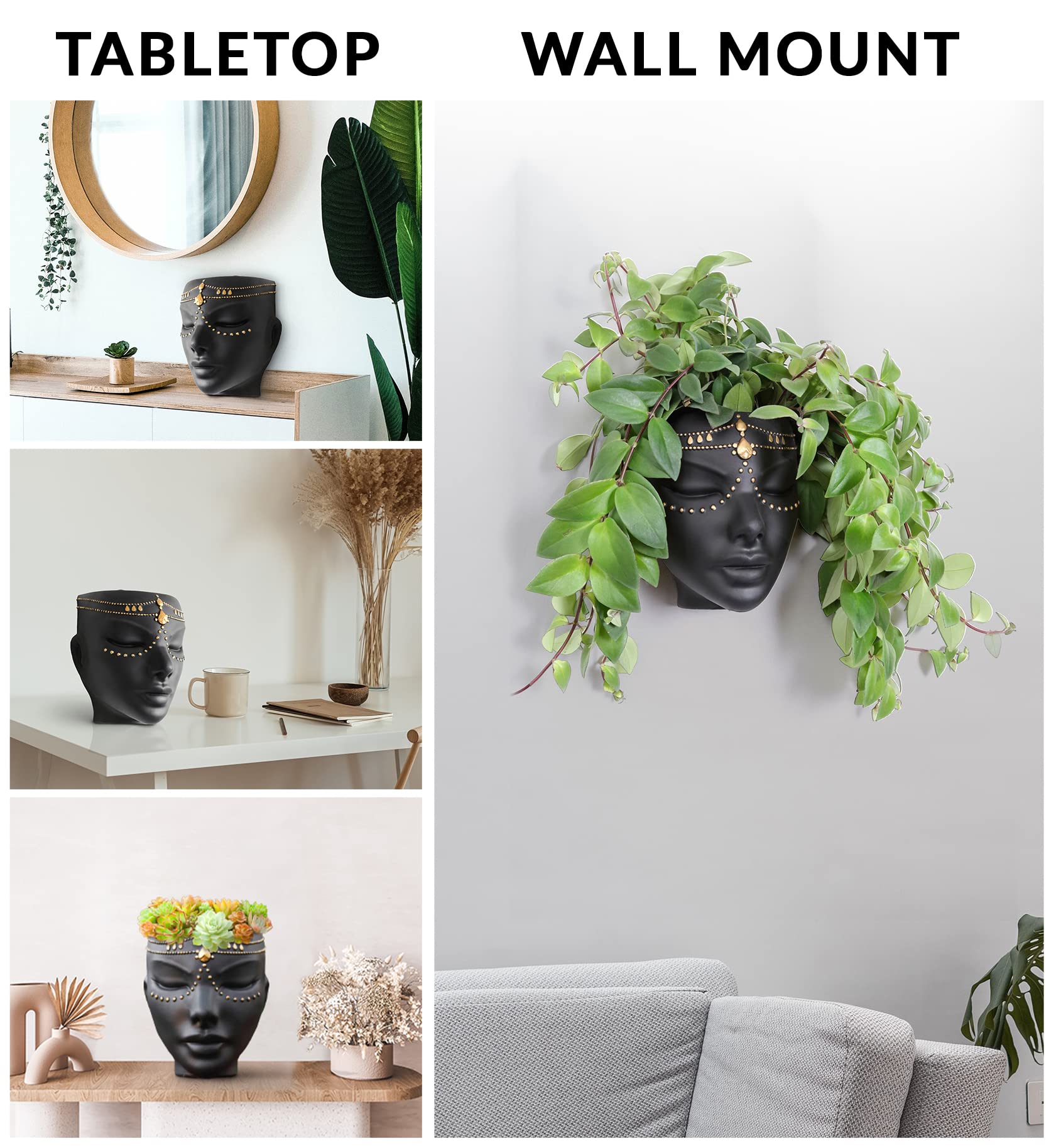 Bossa Linda Face Head Planter – Handmade Wall & Tabletop Succulent Pot