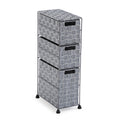 Versa Nilo Slim Bathroom Shelf – 3 Basket Grey Textured Storage Unit