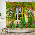 Jolof Store Floral Garden Shower Curtain – Waterproof Polyester, 180x180cm