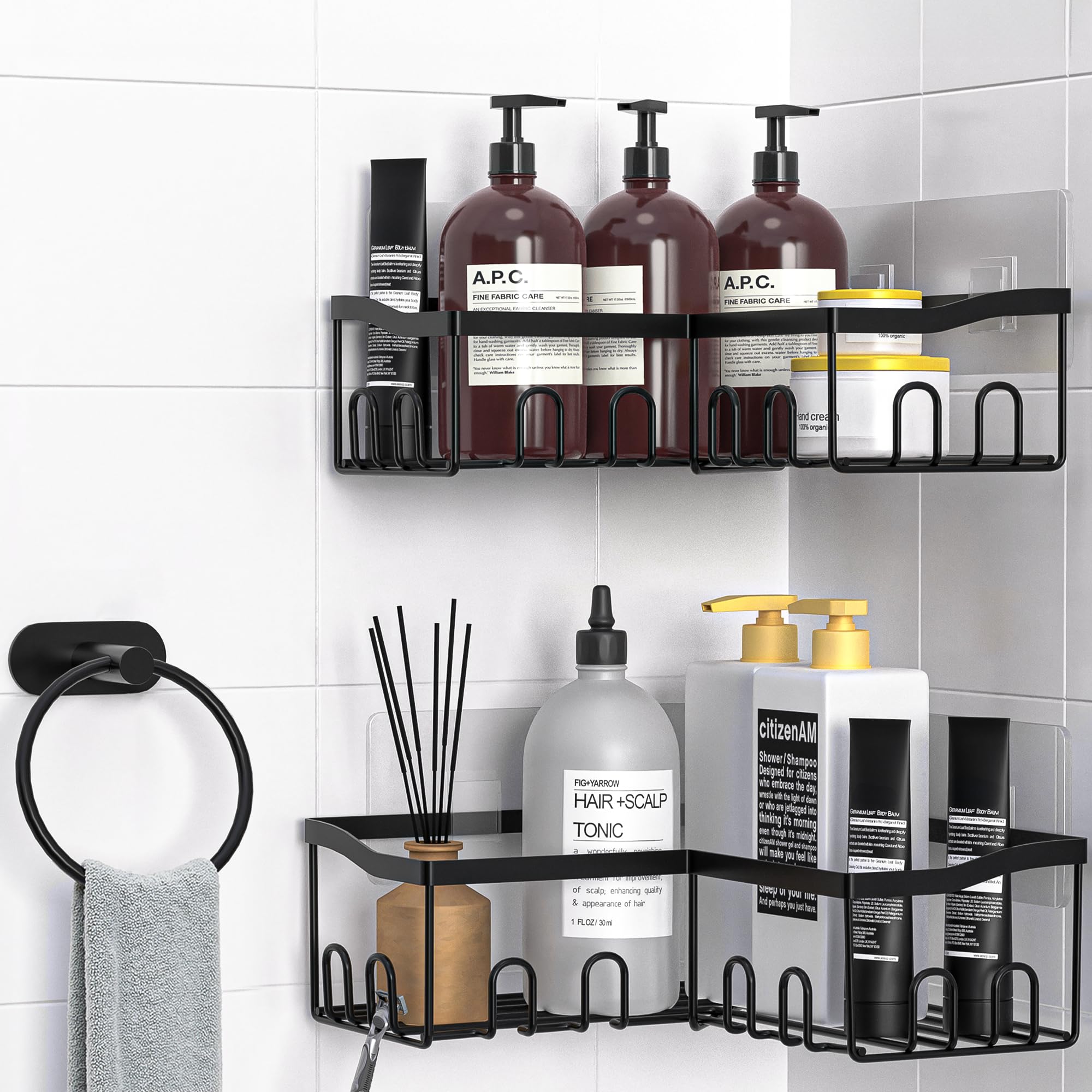 PRIME FEEL Corner Shower Caddy - 3-Pack Stainless Steel No Drill Shelves