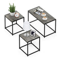 Furinno Camnus Modern Living Room Table Set with One Coffee Table and Two Side Tables, French Oak Grey - image 1