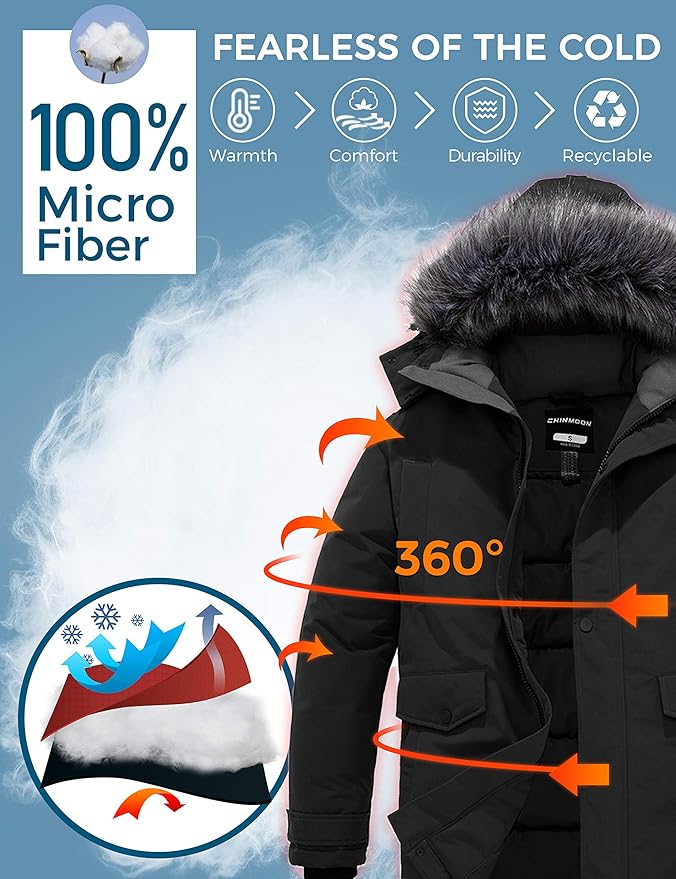 CHINMOON Men's Winter Puffer Coat | Waterproof Windproof Parka Jacket