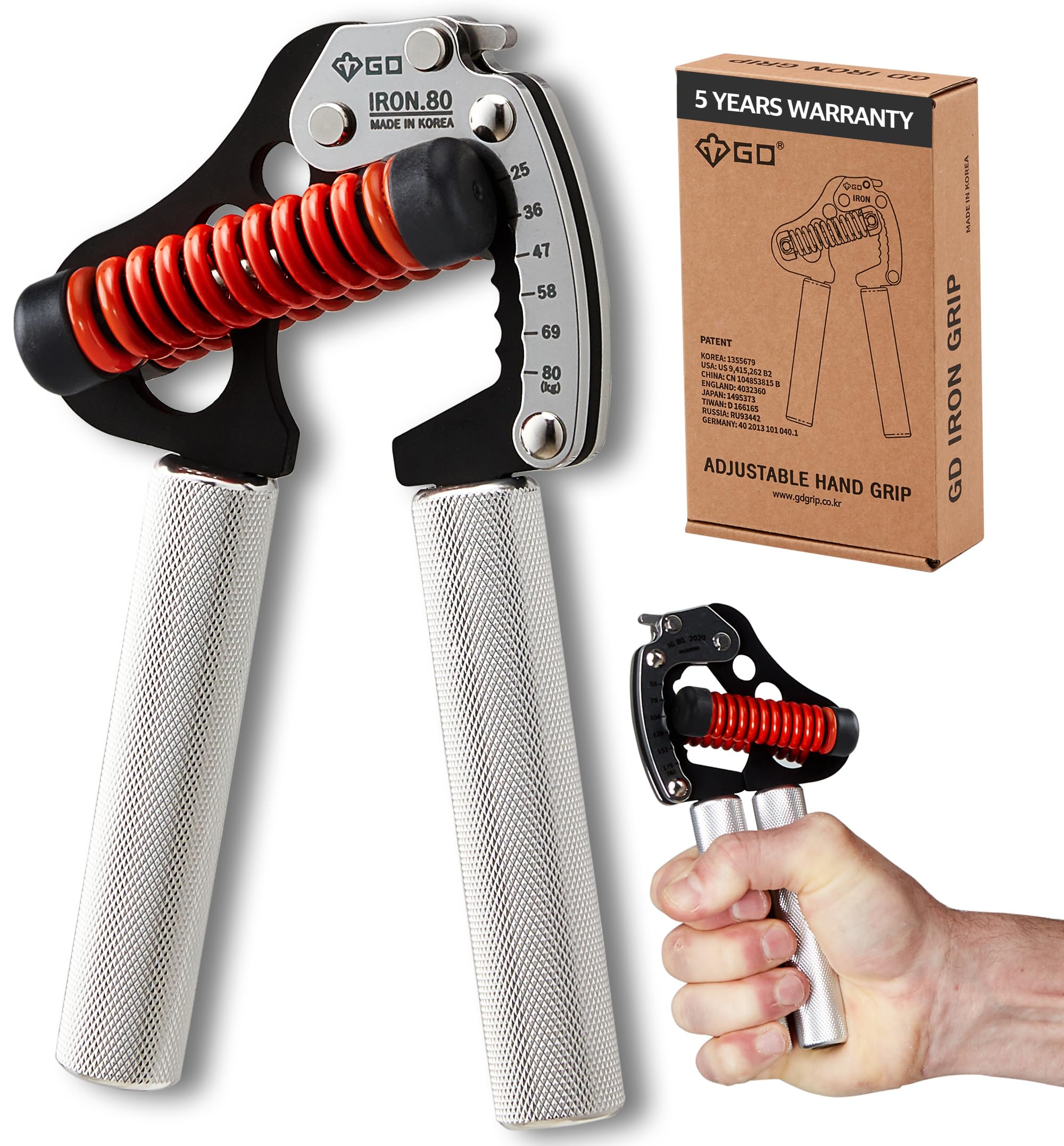 GD Iron Grip 80 Light Hand Gripper | Adjustable 55-176lb Strength Trainer