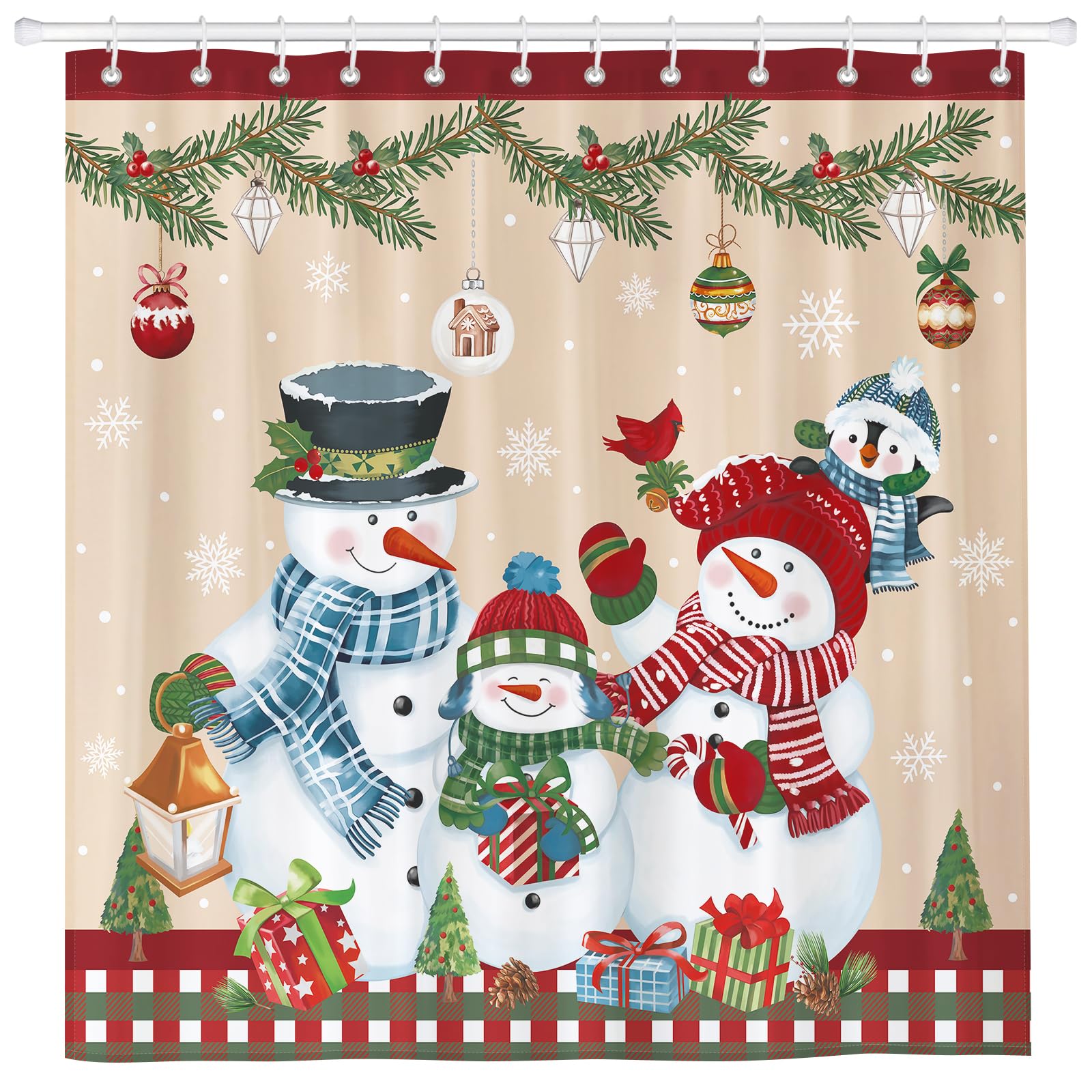 Arquiel Christmas Snowman Shower Curtain - Waterproof Polyester, 72x72