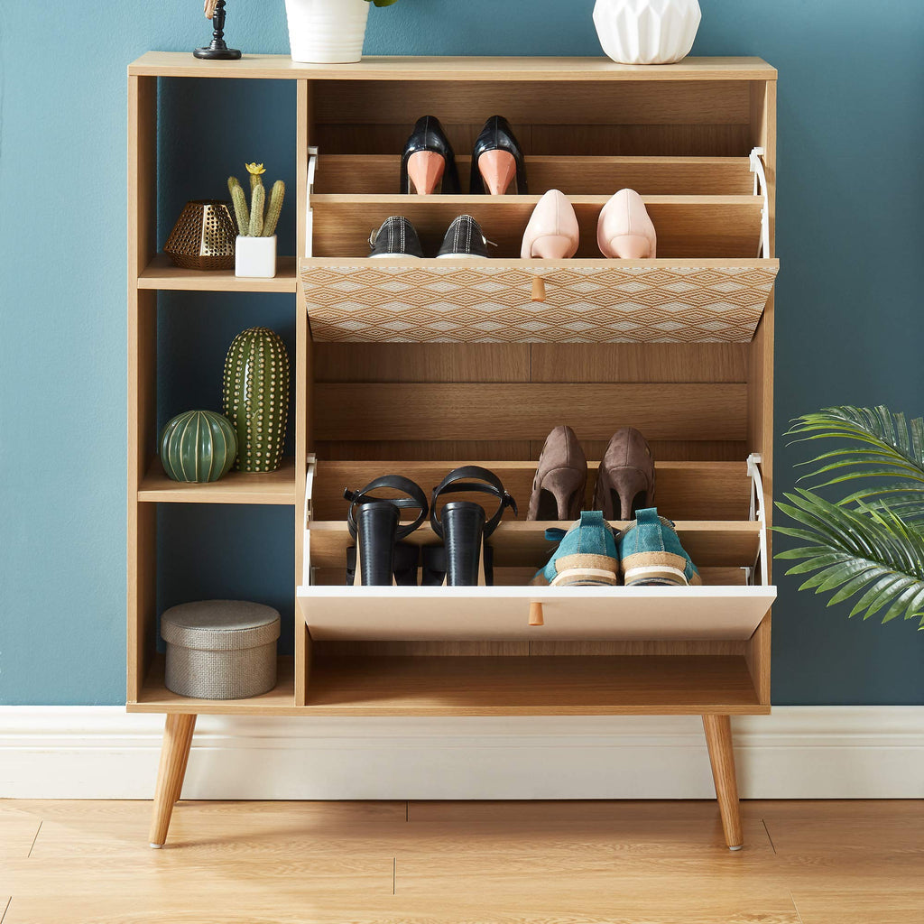 BAÏTA LEIKA shoe cabinet, patterns and oak effect, 80cm - image 3