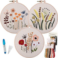 Myfelicity 3 Sets Beginner Embroidery Kits | Floral DIY Needlework Kit