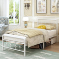 EMODA Single Metal Bed Frame 3ft | Victorian Headboard | White Steel