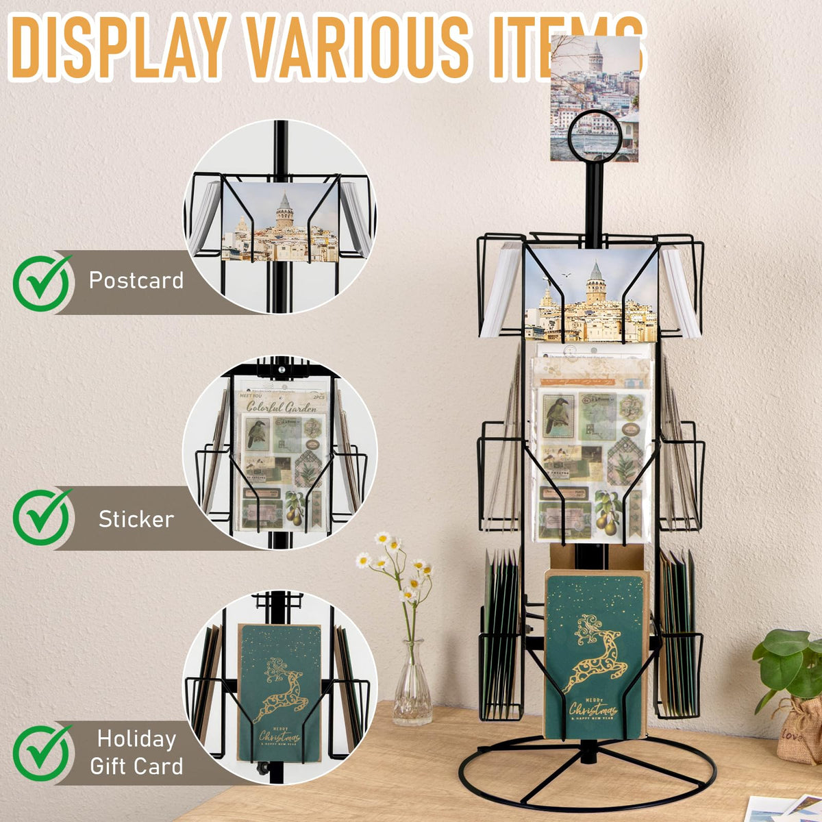 ANBOXIT Greeting Card Display Stand Rotating Rack Holder - image 5