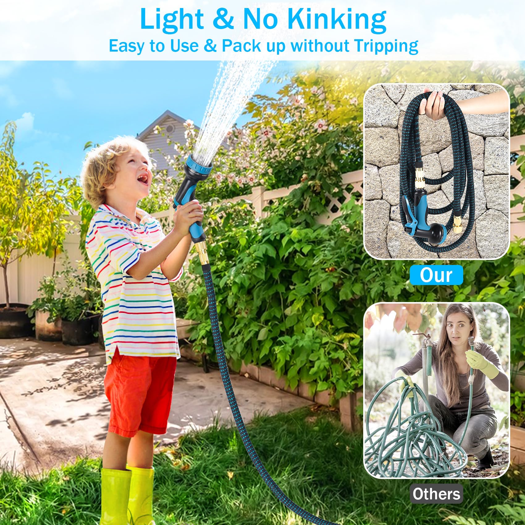 Expandable Garden Hose - 30m 100ft with 10-Function Spray Gun